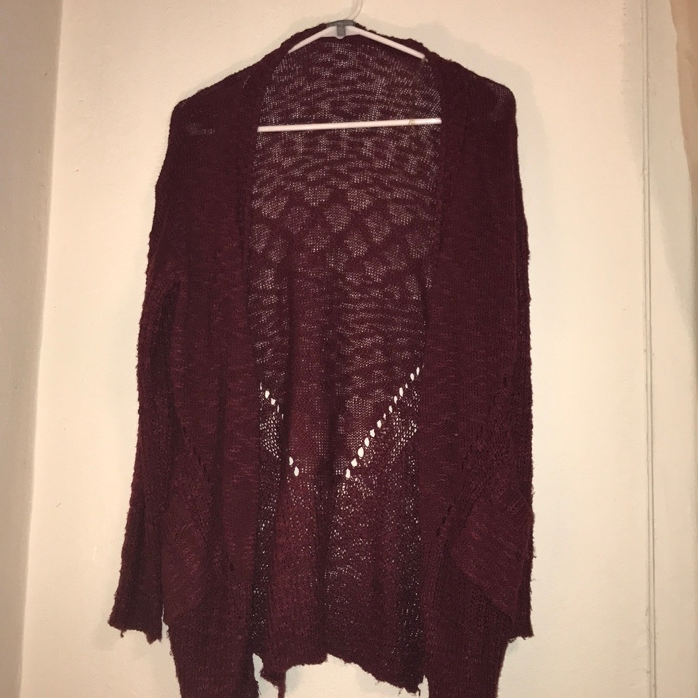 Red cardigan